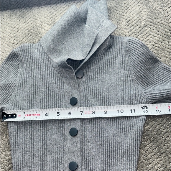 Reiss Grey Ribbed Knit Polo Top Button Front Long Sleeve Size S - Picture 9 of 11